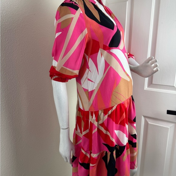 SCAPA LAUREN PERRE Vibrant Pink and Red Patterned Dress Size S. - Picture 9 of 13